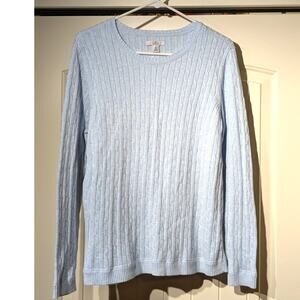 Croft & Barrow Light Blue Cable Crew Neck Pull Over Long Sleeve Sweater Sz XL